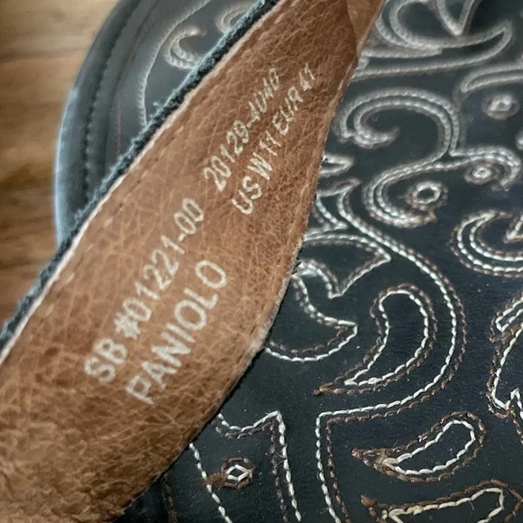 Olukai Paniolo Flip Flop Sandals Black Leather Sandals Size 11 - Picture 7 of 9